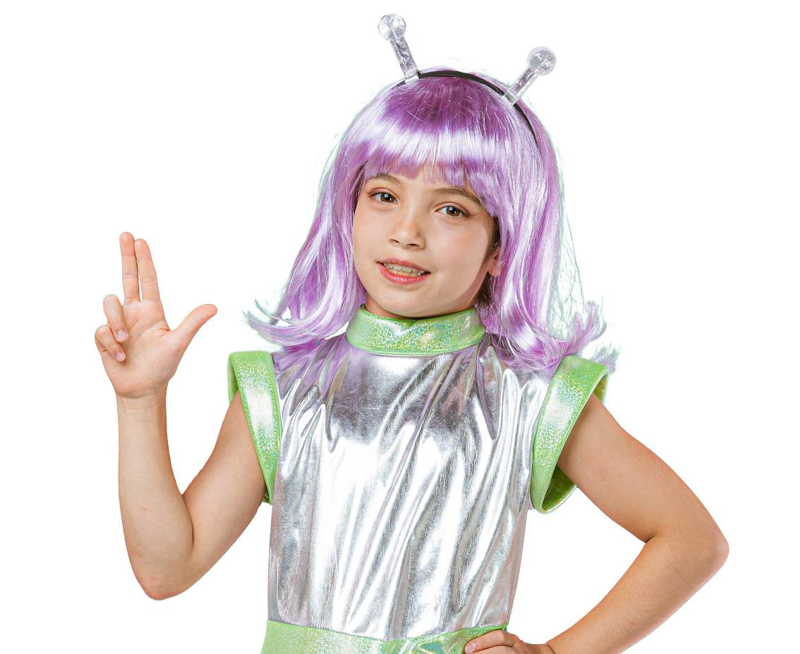 Role play-set for kids Silver Alien (dress, hairband), size 110/120 cm